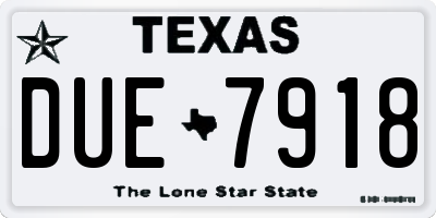 TX license plate DUE7918