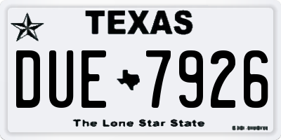 TX license plate DUE7926