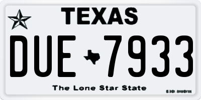 TX license plate DUE7933