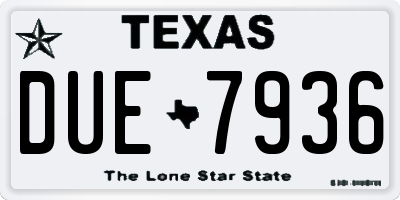 TX license plate DUE7936