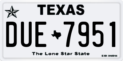 TX license plate DUE7951