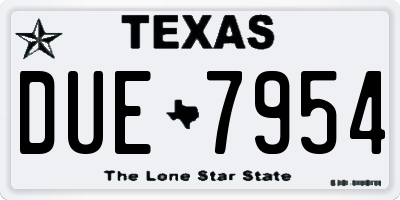 TX license plate DUE7954