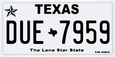 TX license plate DUE7959