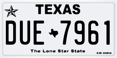 TX license plate DUE7961