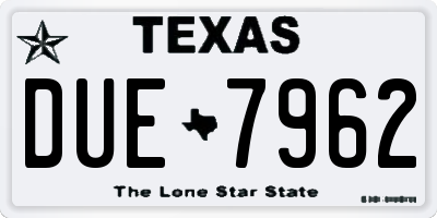 TX license plate DUE7962