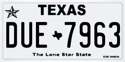 TX license plate DUE7963