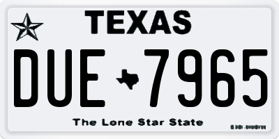 TX license plate DUE7965