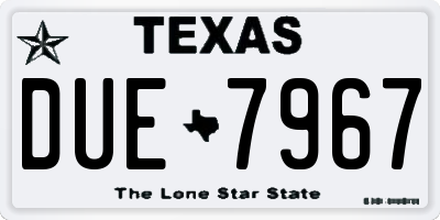 TX license plate DUE7967