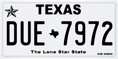 TX license plate DUE7972