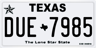 TX license plate DUE7985