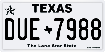 TX license plate DUE7988