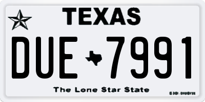 TX license plate DUE7991
