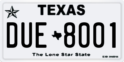 TX license plate DUE8001