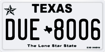 TX license plate DUE8006