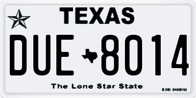 TX license plate DUE8014