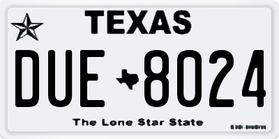 TX license plate DUE8024