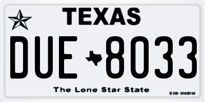 TX license plate DUE8033