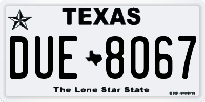 TX license plate DUE8067