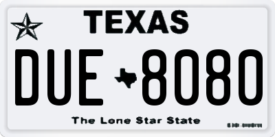 TX license plate DUE8080