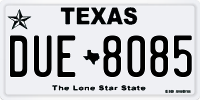 TX license plate DUE8085