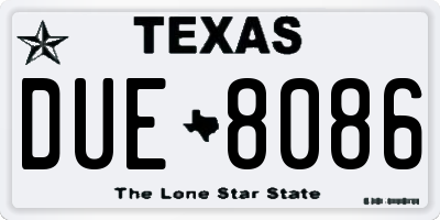 TX license plate DUE8086