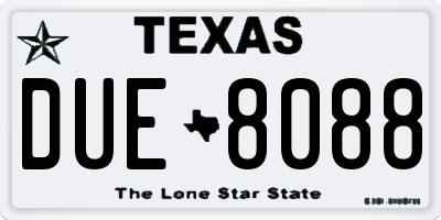 TX license plate DUE8088