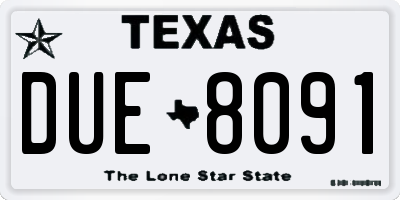 TX license plate DUE8091