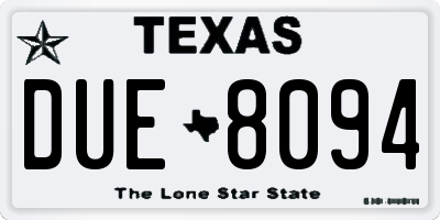 TX license plate DUE8094