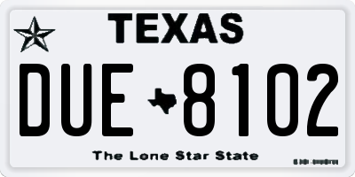 TX license plate DUE8102