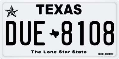 TX license plate DUE8108