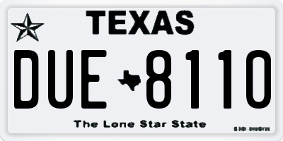 TX license plate DUE8110
