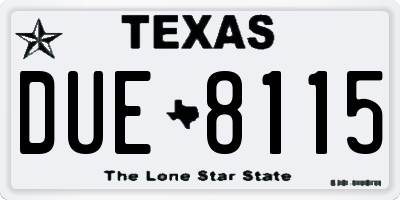 TX license plate DUE8115