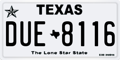 TX license plate DUE8116