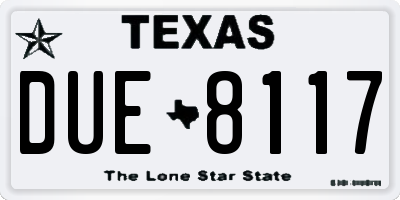 TX license plate DUE8117