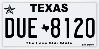 TX license plate DUE8120