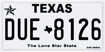 TX license plate DUE8126