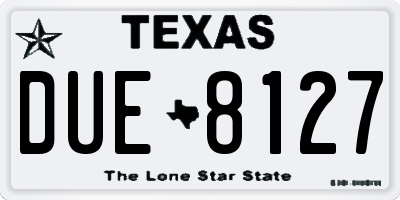 TX license plate DUE8127
