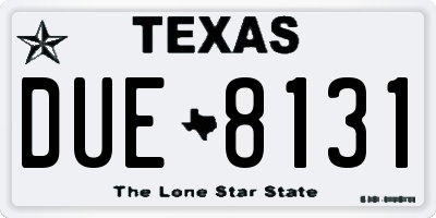 TX license plate DUE8131