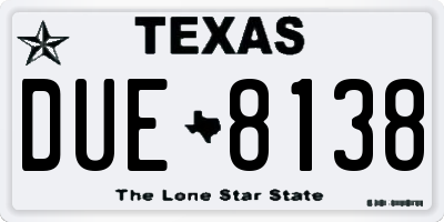 TX license plate DUE8138