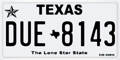 TX license plate DUE8143
