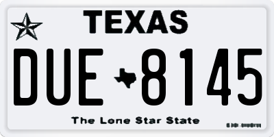 TX license plate DUE8145