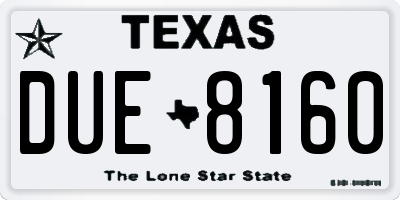 TX license plate DUE8160