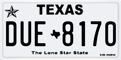 TX license plate DUE8170