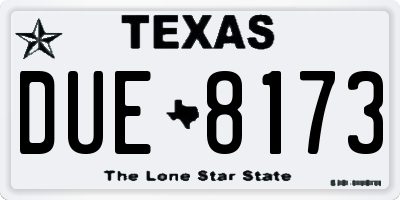 TX license plate DUE8173