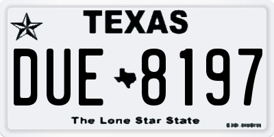 TX license plate DUE8197