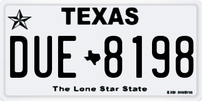 TX license plate DUE8198