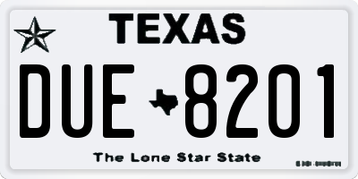 TX license plate DUE8201