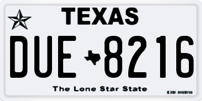 TX license plate DUE8216