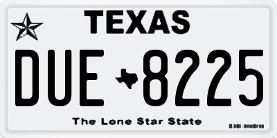 TX license plate DUE8225