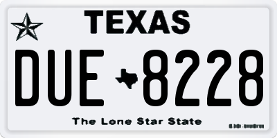 TX license plate DUE8228